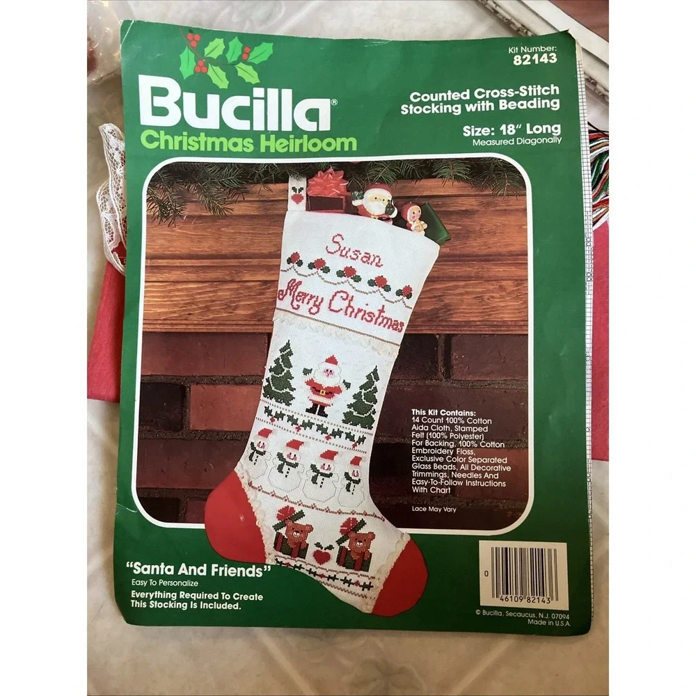 Bucilla Christmas Heirloom Stocking Santa & Friends Cross‎ Stitch Kit #82143